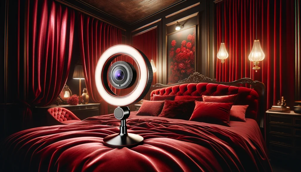 webam in red bedroom